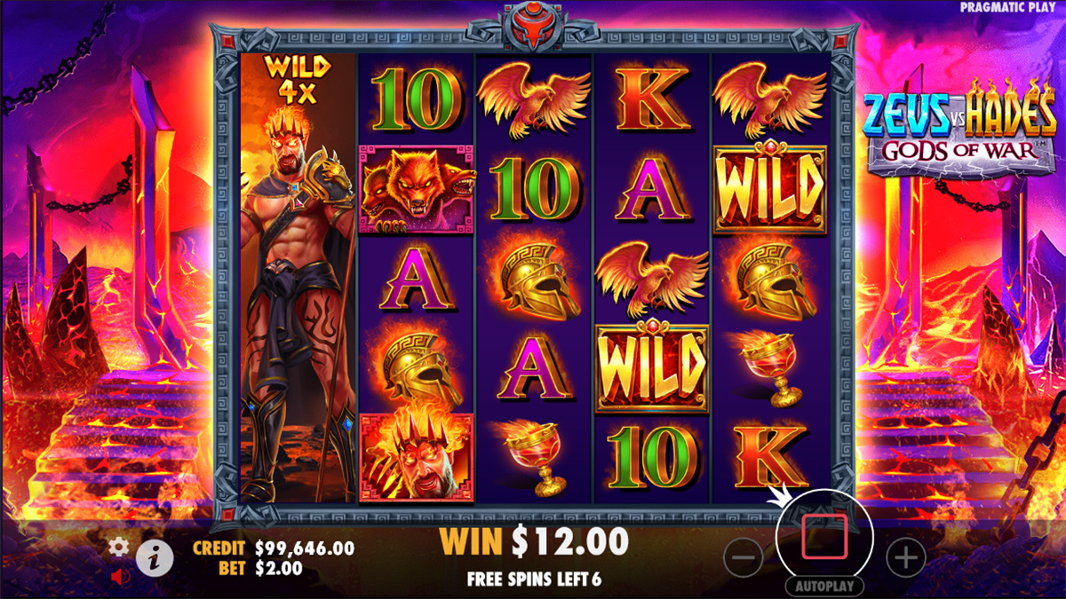 Zeus vs Hades Gods of War slot game by Pragmatic Play, 12.00 wild win